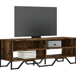 vidaXL - Industrieel TV-meubel met 4 vakken - Gerookt eiken - 122x34x41 cm