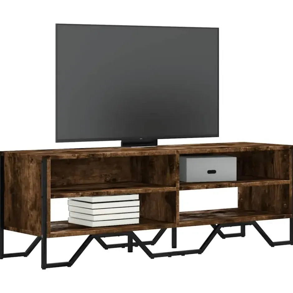 vidaXL - Industrieel TV-meubel met 4 vakken - Gerookt eiken - 122x34x41 cm