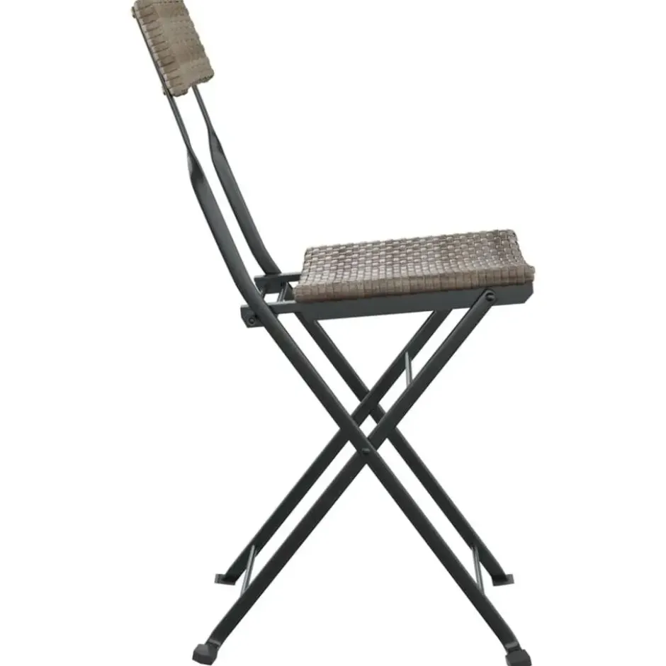 vidaXL - Inklapbare Bistrostoel - Grijs - Poly rattan en staal - 2 stuks