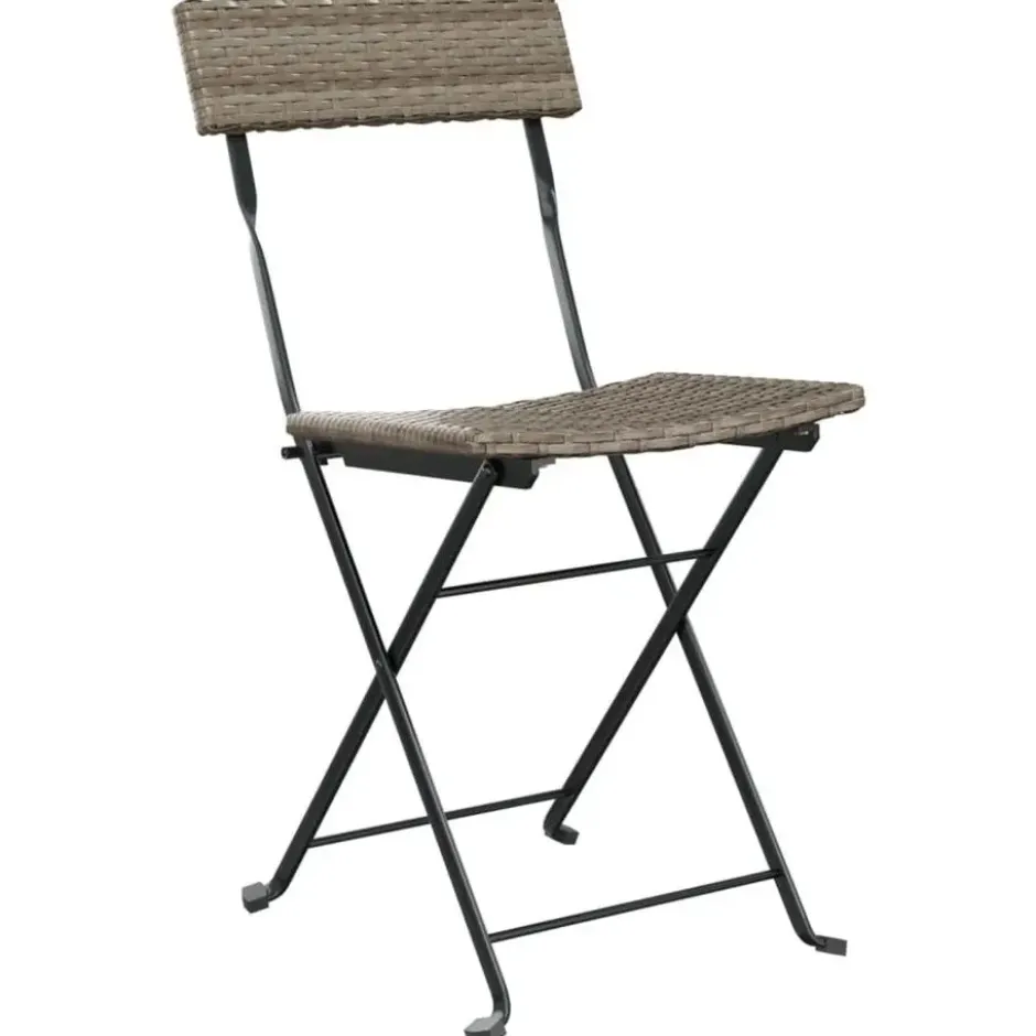 vidaXL - Inklapbare Bistrostoel - Grijs - Poly rattan en staal - 2 stuks
