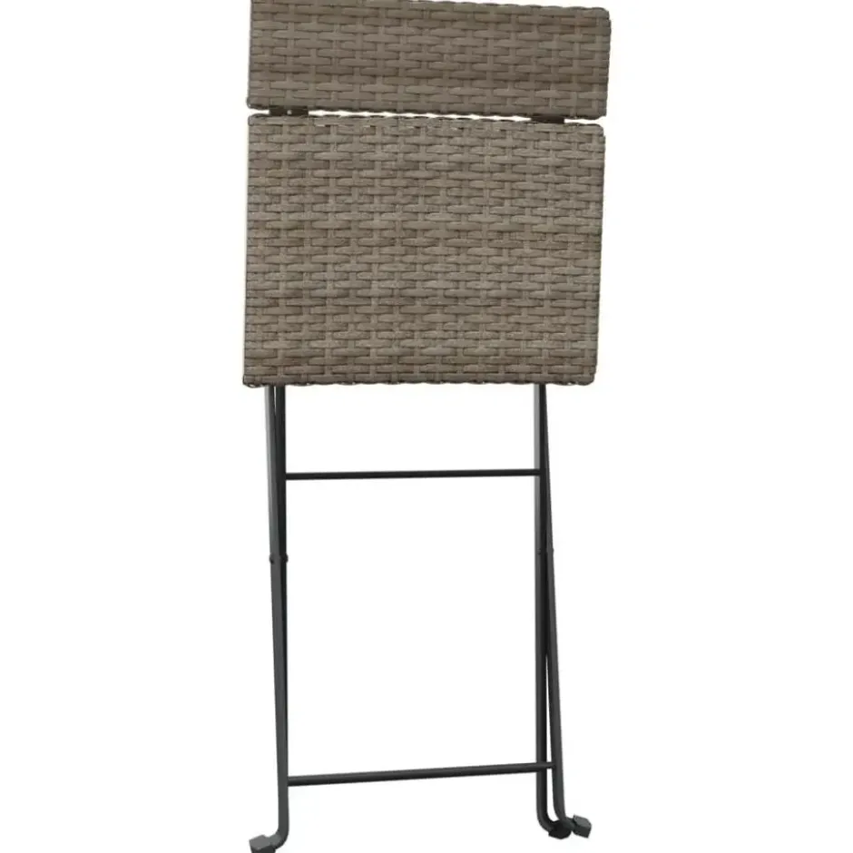 vidaXL - Inklapbare Bistrostoel - Grijs - Poly rattan en staal - 2 stuks