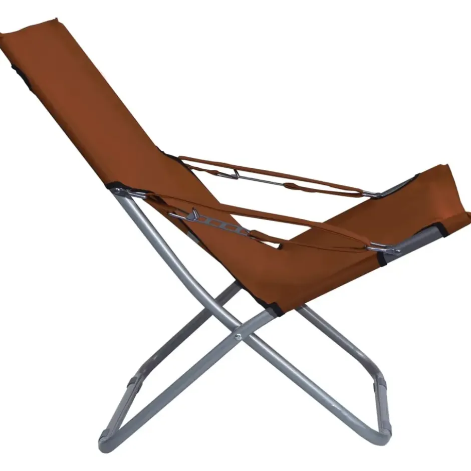 vidaXL - Inklapbare Strandstoel - Bruin - Stof - 2 stuks