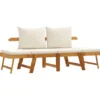vidaXL - 2-in-1 Loungebank met crème kussens - Massief acaciahout - 205x74x66 cm