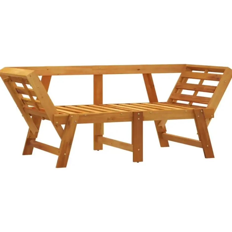 vidaXL - 2-in-1 Loungebank met donkergrijs kussens - Acaciahout - 205x74x66 cm