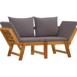 vidaXL - 2-in-1 Loungebank met donkergrijs kussens - Acaciahout - 205x74x66 cm