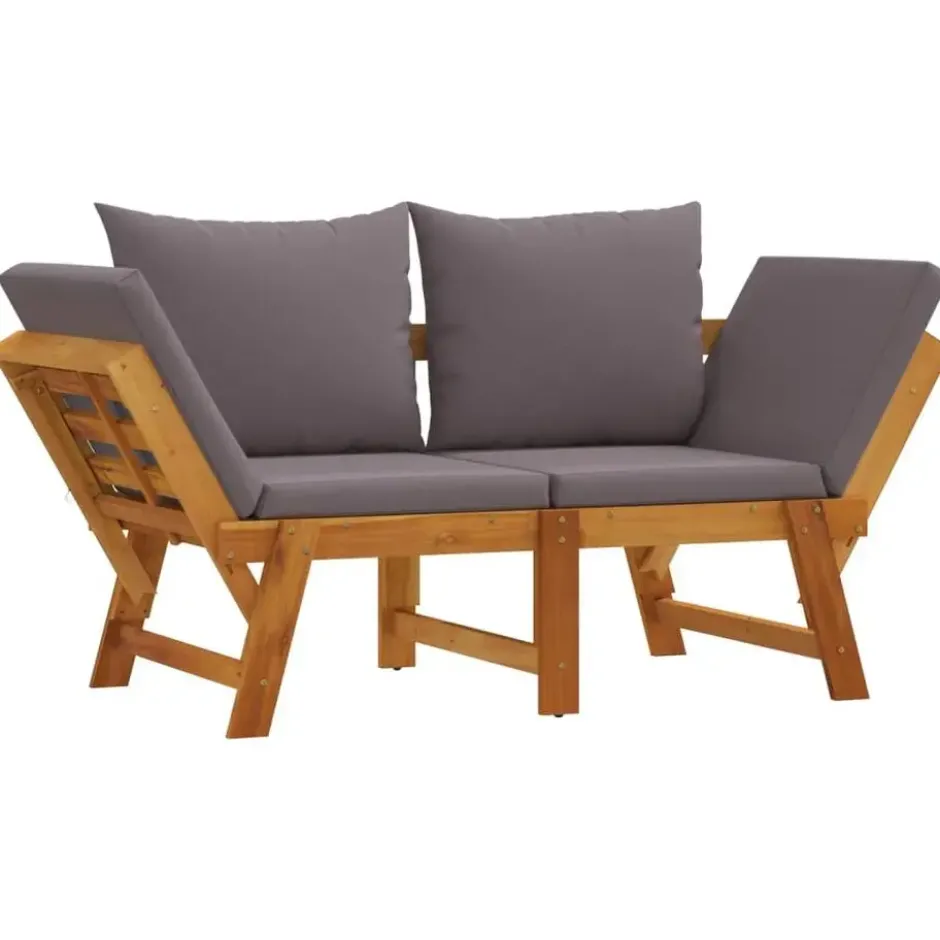 vidaXL - 2-in-1 Loungebank met donkergrijs kussens - Acaciahout - 205x74x66 cm