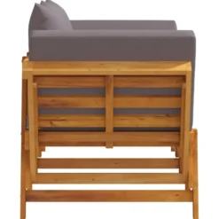 vidaXL - 2-in-1 Loungebank met donkergrijs kussens - Acaciahout - 205x74x66 cm