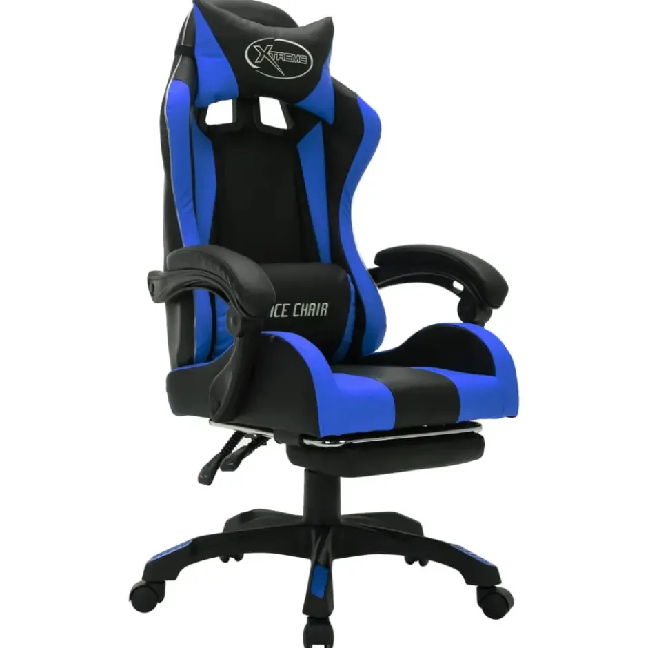 vidaXL - Kantoorstoel - Blauw - Kunstleer