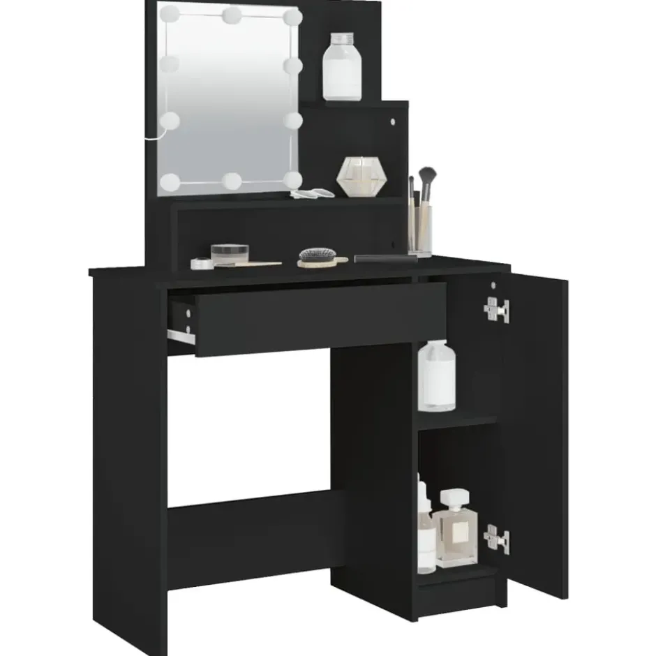 vidaXL - Kaptafel - Zwart - Bewerkt hout