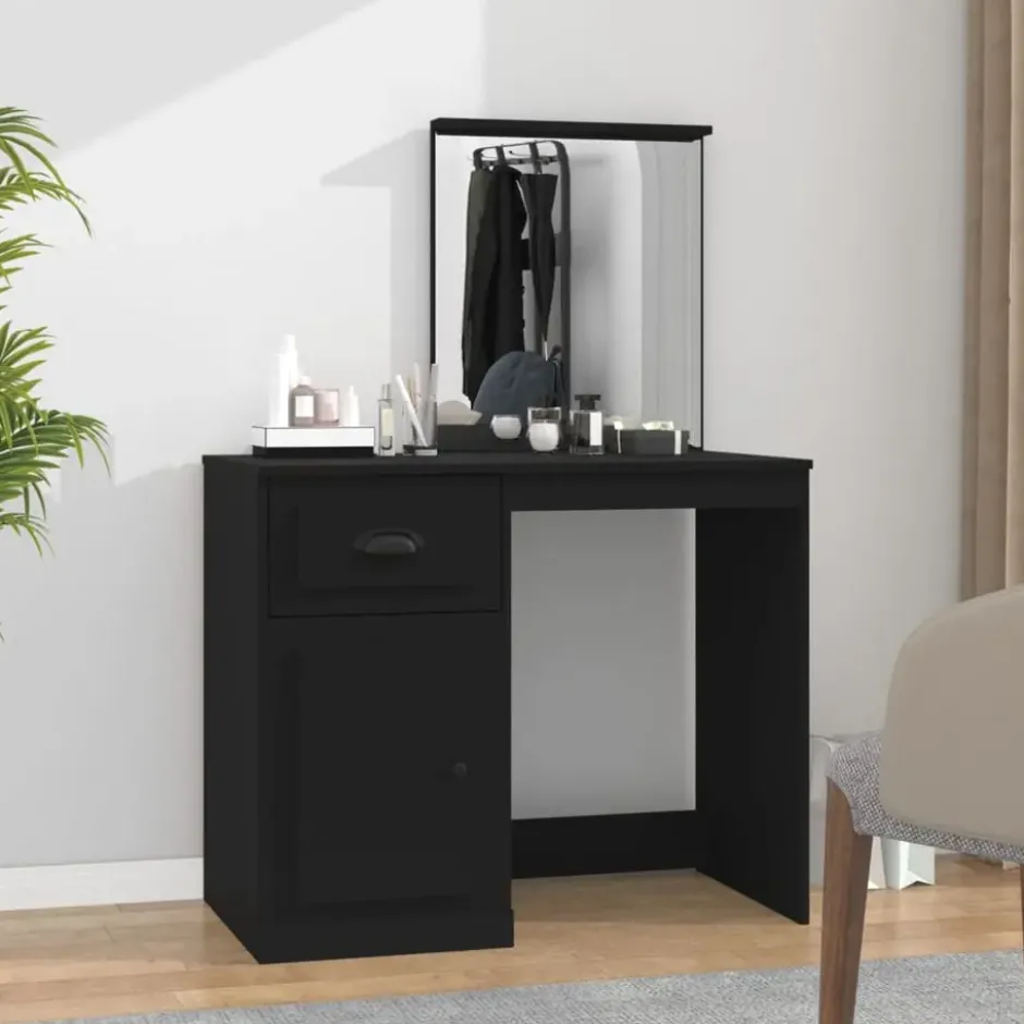 vidaXL - Kaptafel - Zwart - Bewerkt hout