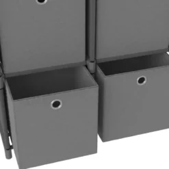 vidaXL - Kast met 6 vakken en grijs stof boxen - Grijs - 103x30x72.5 cm