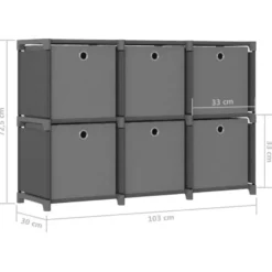 vidaXL - Kast met 6 vakken en grijs stof boxen - Grijs - 103x30x72.5 cm