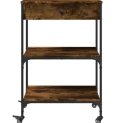 vidaXL - Keukentrolley - Bruin - Bewerkt hout