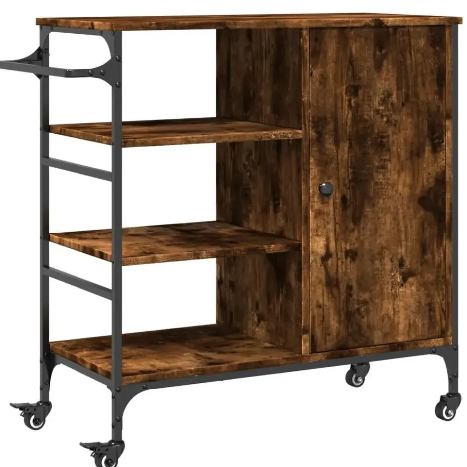 vidaXL - Keukentrolley - Bruin - Bewerkt hout