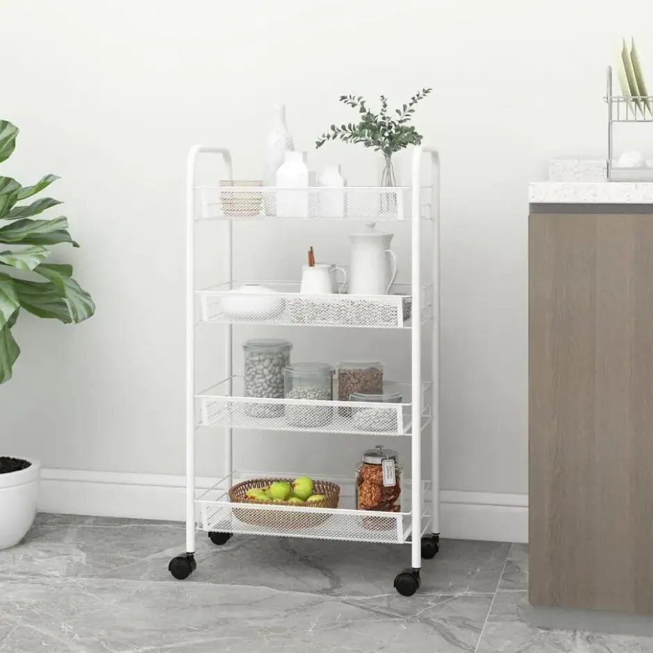 vidaXL - Keukentrolley - Wit - IJzer - 46 x 26 x 85 cm