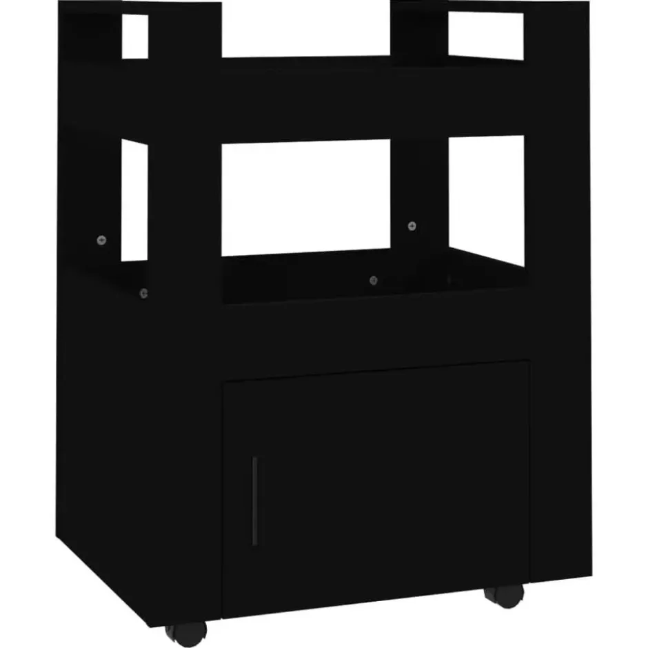 vidaXL - Keukentrolley - Zwart - Bewerkt hout