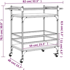 vidaXL - Keukentrolley - Zwart - Bewerkt hout