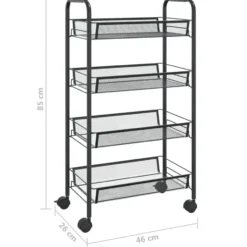 vidaXL - Keukentrolley - Zwart - IJzer - 46 x 26 x 85 cm