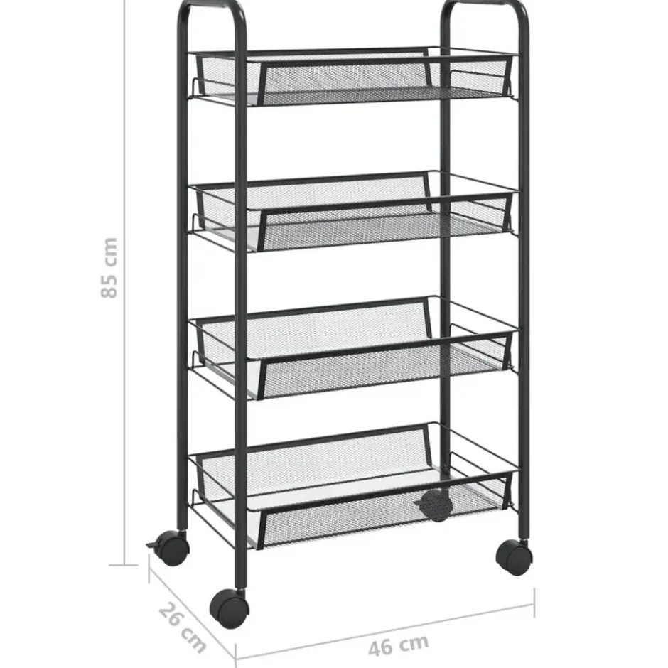 vidaXL - Keukentrolley - Zwart - IJzer - 46 x 26 x 85 cm