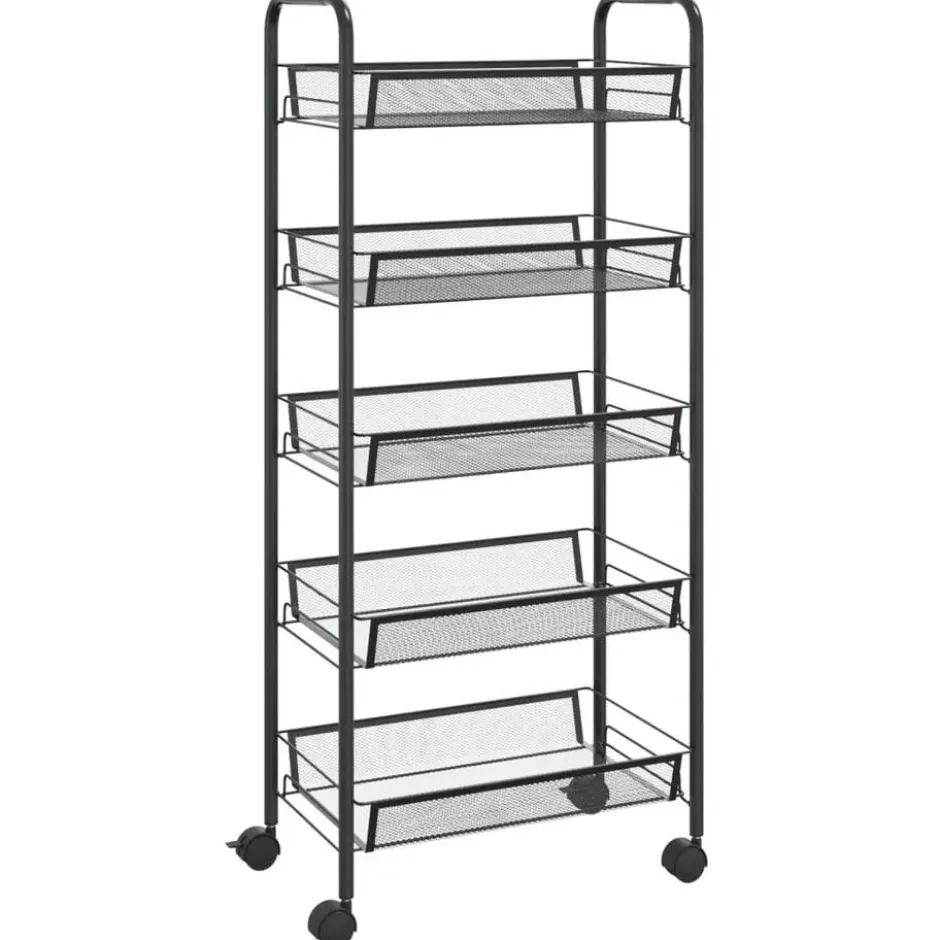 vidaXL - Keukentrolley - Zwart - IJzer - 46 x 26 x 105 cm