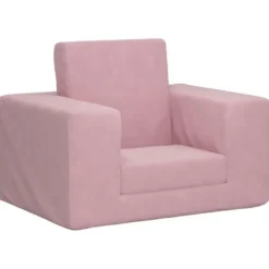 vidaXL Kinder slaapbank inklapbaar - Roze zacht pluche - 52x38x34 cm