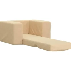 vidaXL Kinder slaapbank inklapbaar - Crème zacht pluche - 52x38x34 cm