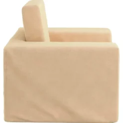 vidaXL Kinder slaapbank inklapbaar - Crème zacht pluche - 52x38x34 cm
