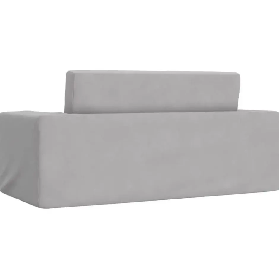 vidaXL Kinder slaapbank 2-zits inklapbaar - Lichtgrijs zacht pluche - 84x38 cm