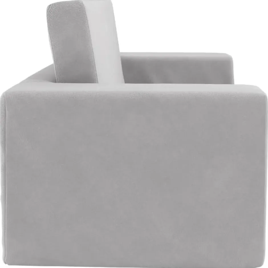 vidaXL Kinder slaapbank 2-zits inklapbaar - Lichtgrijs zacht pluche - 84x38 cm