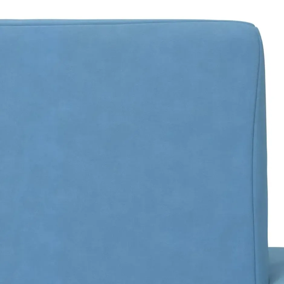 vidaXL Kinder slaapbank 2-zits inklapbaar - Blauw zacht pluche - 84x38 cm