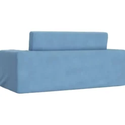 vidaXL Kinder slaapbank 2-zits inklapbaar - Blauw zacht pluche - 84x38 cm