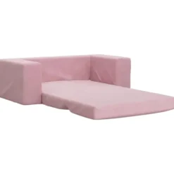 vidaXL Kinder slaapbank 2-zits inklapbaar - Roze zacht pluche - 84x38 cm