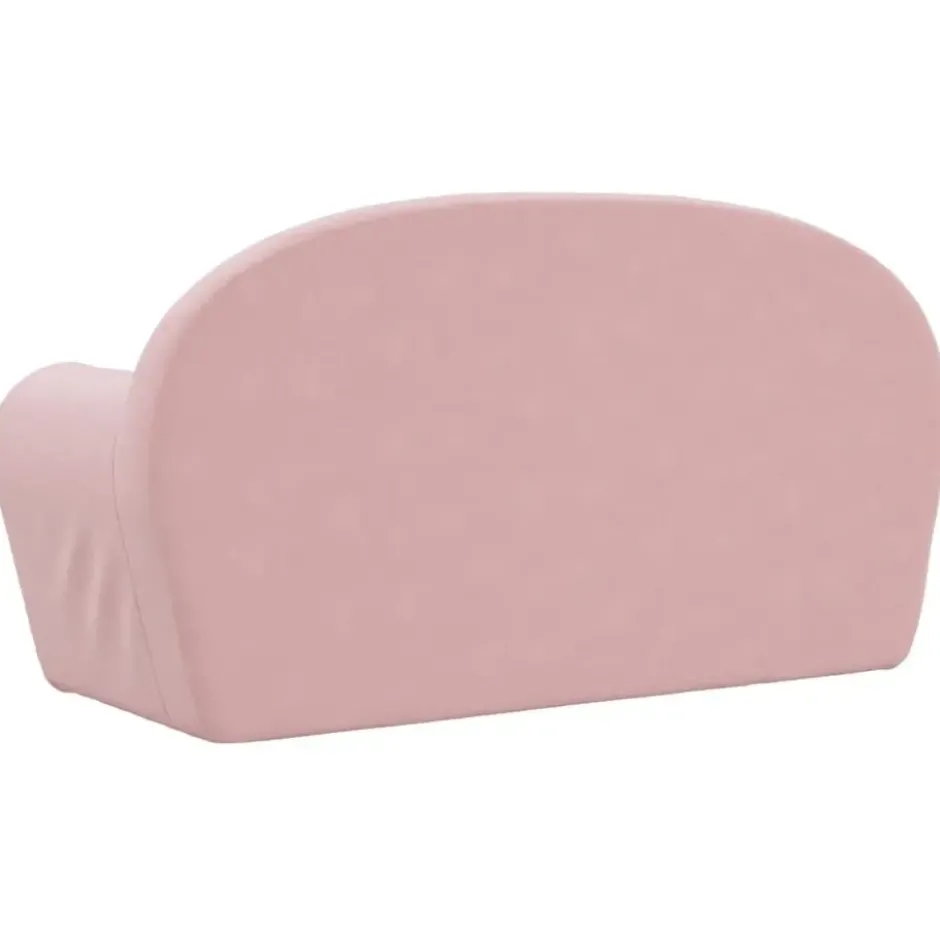 vidaXL Kinder slaapbank 2-zits inklapbaar - Roze zacht pluche - 84 cm