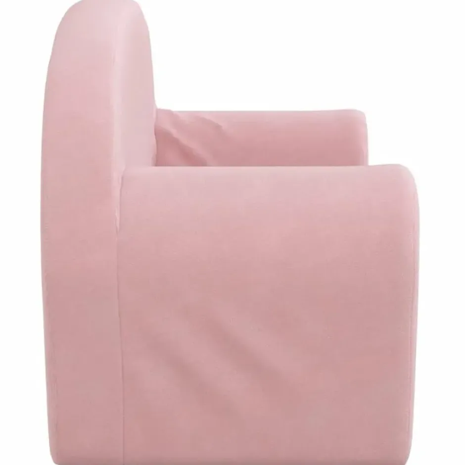 vidaXL Kinder slaapbank 2-zits inklapbaar - Roze zacht pluche - 84 cm