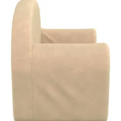 vidaXL Kinder slaapbank 2-zits inklapbaar - Crème zacht pluche - 84 cm