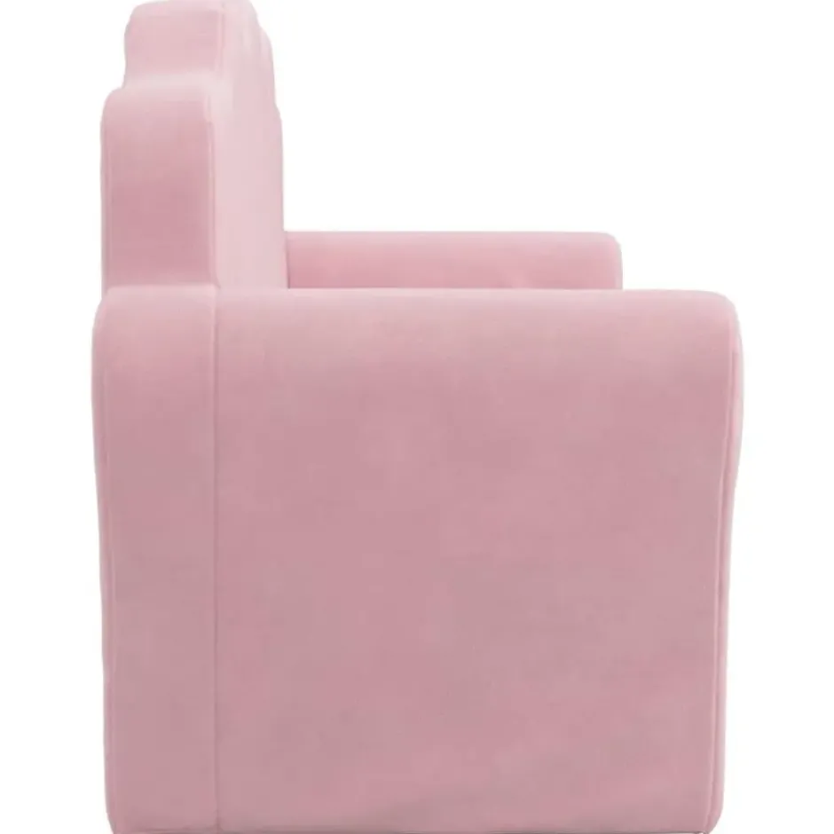 vidaXL Kinder slaapbank 2-zits inklapbaar - Roze zacht pluche - 94 cm