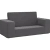 vidaXL Kinder slaapbank 2-zits inklapbaar - Antraciet zacht pluche - 84x38 cm