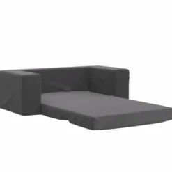 vidaXL Kinder slaapbank 2-zits inklapbaar - Antraciet zacht pluche - 84x38 cm