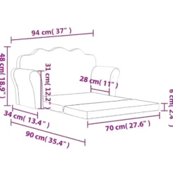 vidaXL Kinder slaapbank 2-zits inklapbaar - Antraciet zacht pluche - 94 cm