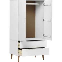 vidaXL - Kledingkast MOLDE met 2 lades - Grenenhout - Wit - 90x55x175 cm