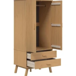 vidaXL - Kledingkast OLDEN met 2 lades - Grenenhout - Bruin - 76.5x53x172 cm