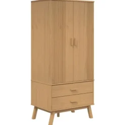 vidaXL - Kledingkast OLDEN met 2 lades - Grenenhout - Bruin - 76.5x53x172 cm