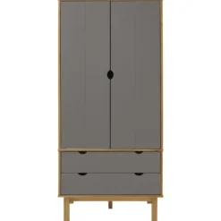 vidaXL - Kledingkast OTTA met 2 lades - Hout - Bruin en grijs - 76.5x53x172 cm