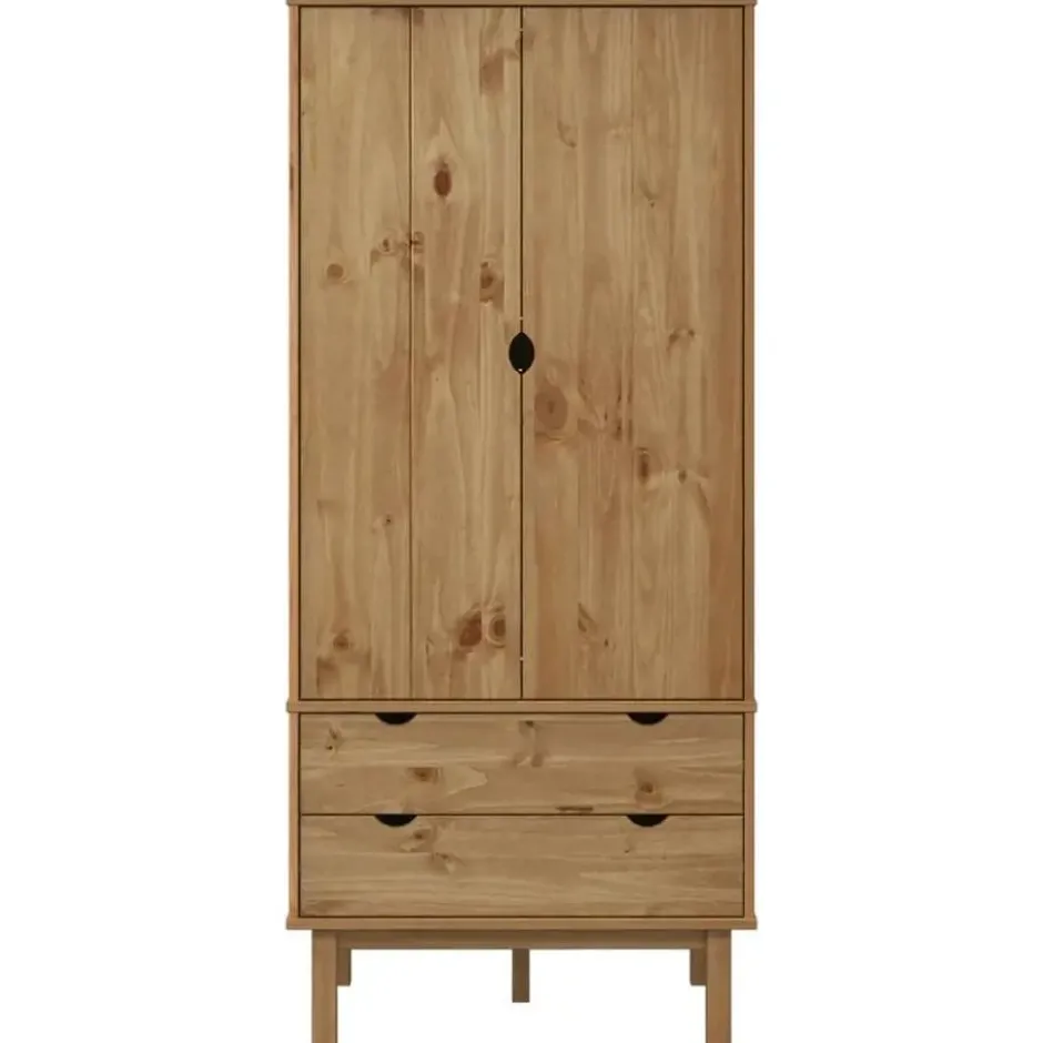 vidaXL - Kledingkast OTTA met 2 lades - Grenenhout - Bruin - 76.5x53x172 cm
