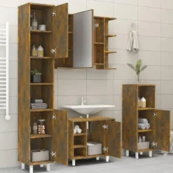 vidaXL - Kolomkast met 2 deuren - Gerookt eiken - Bewerkt hout - 30x30x179 cm