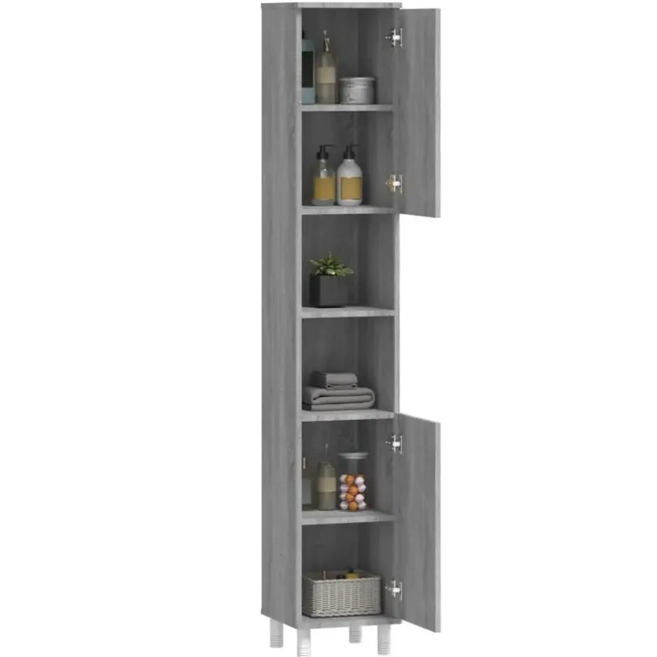 vidaXL - Kolomkast met 2 deuren - Grijs sonoma eiken - Hout - 30x30x179 cm