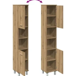vidaXL - Kolomkast met 2 deuren 2 vakken - Artisan eiken - Hout - 30x30x179 cm