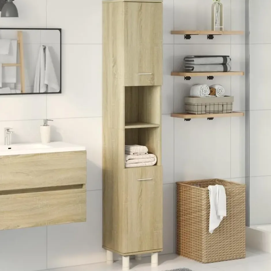 vidaXL - Kolomkast met 2 deuren 2 vakken - Sonoma eiken - Hout - 30.5x30x179 cm