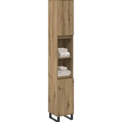 vidaXL - Kolomkast met 2 deuren 2 vakken - Artisan eiken - Hout - 30x30x190 cm
