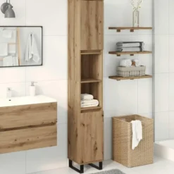 vidaXL - Kolomkast met 2 deuren 2 vakken - Artisan eiken - Hout - 30x30x190 cm